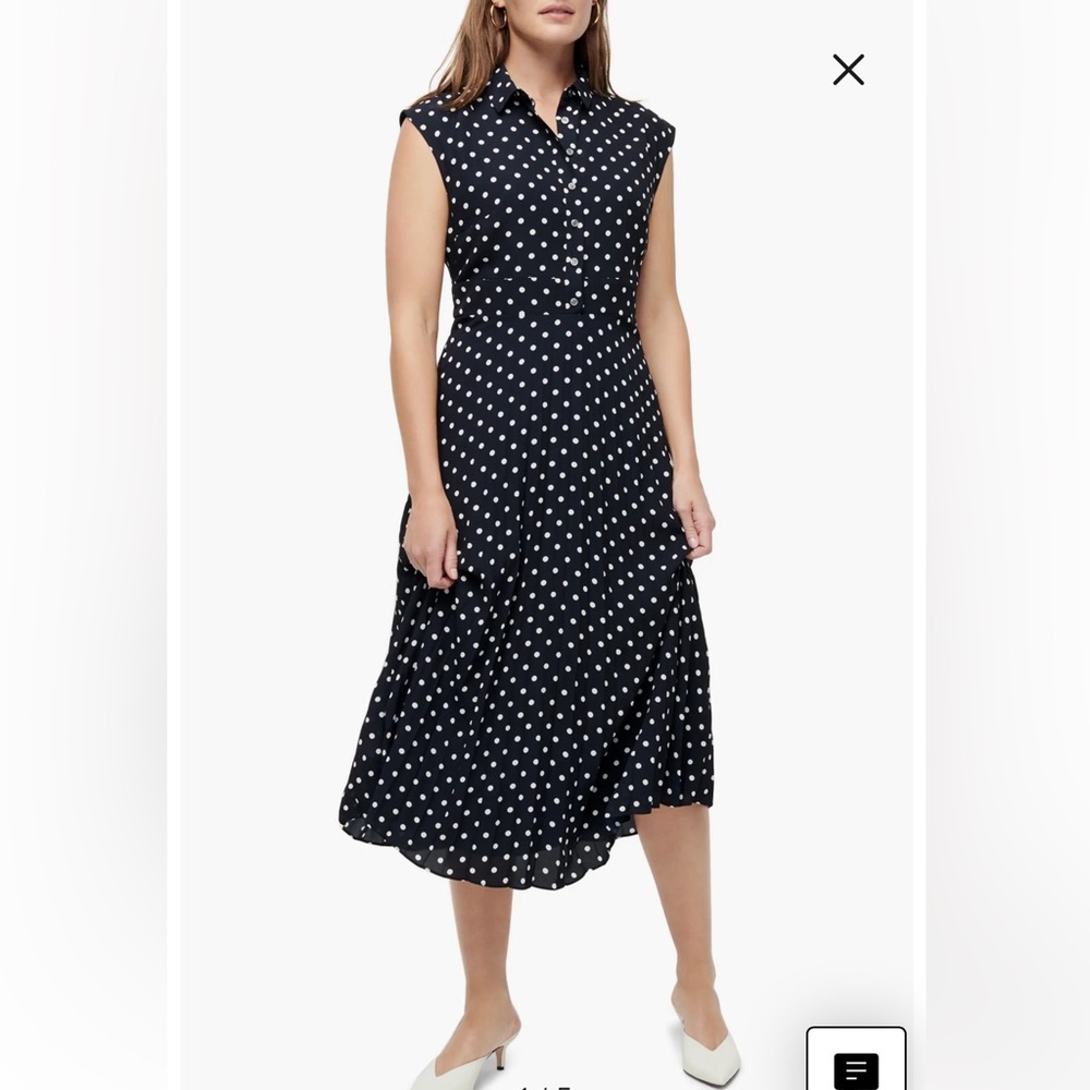 J. Crew Navy Polka Dot Cap Sleeve Shirt Dress, 14